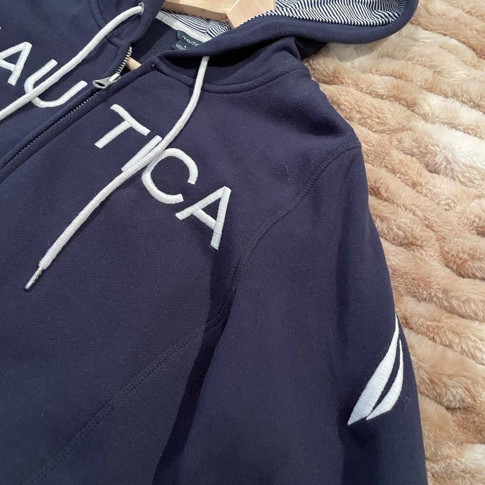 Nautica navy zip up hoodie size L - Picture 3 of 8